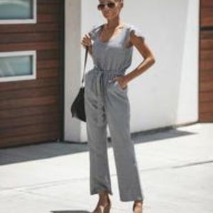Emory Gingham Pocketed Jumpsuit